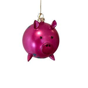 Pier 1 One Imports Pink Pig Ornament Blown Glass 3in Eclectic Curly Tail Balloon